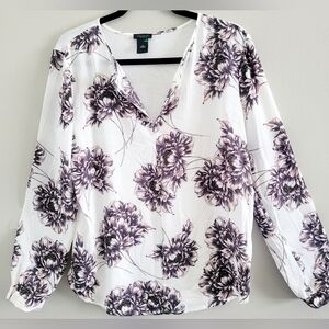 Ann Taylor Factory Women's Floral Blouse Chiffon/Cotton/Modal Medium